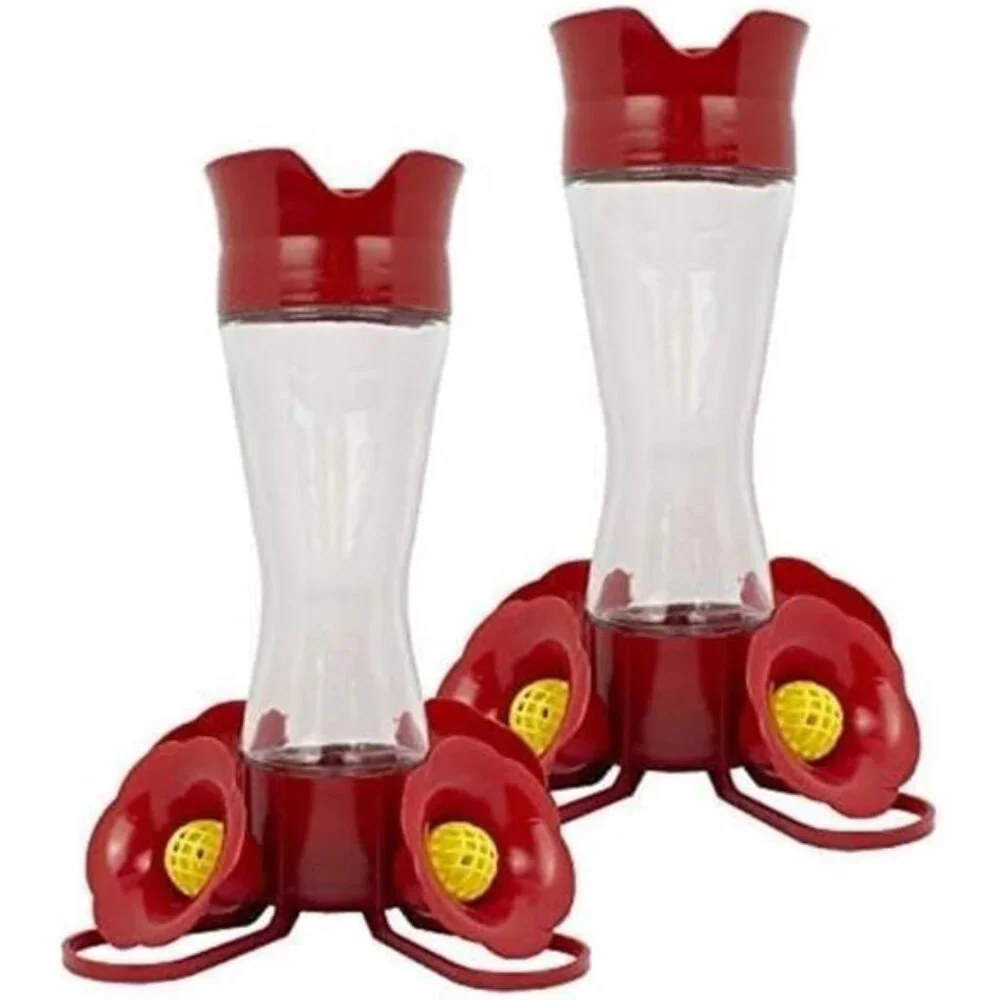 2 Glass Hummingbird Feeders for Outdoors with Perches, Ant Moat, Bee Guards